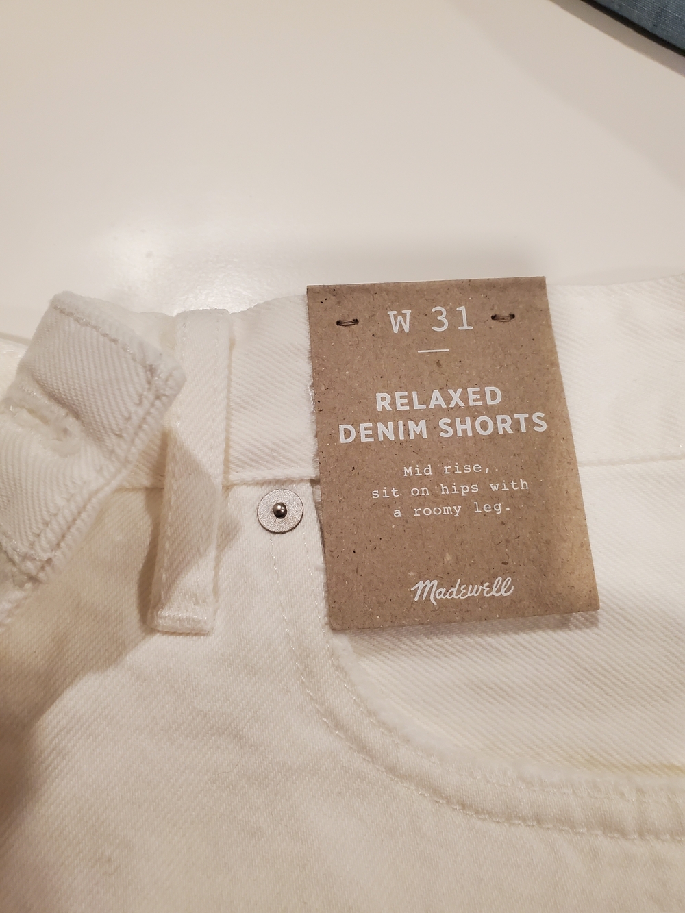 Madewell White Denim Shorts with Tag
